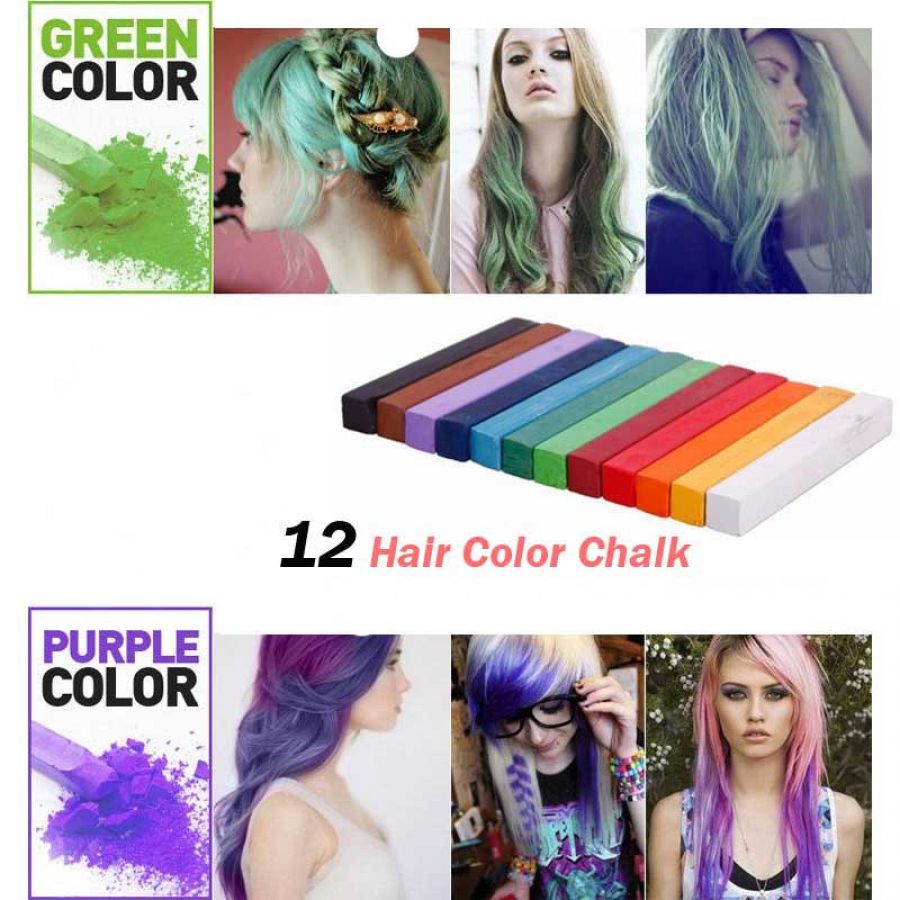 12 Temporary Hair Coloring Chalk